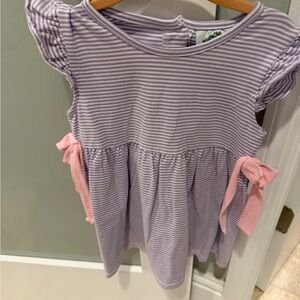 Charming Lilac Striped Kids Blouse with Pink Bows